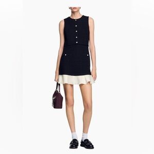 NWT Sandro Sleeveless Black and Cream Mini Dress